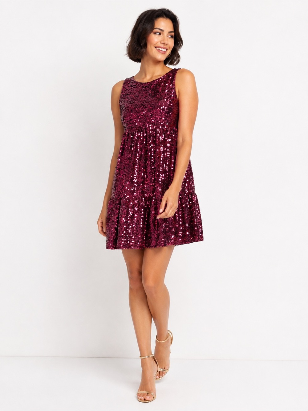 All in Favor Burgundy Sequin Sleeveless Mini Dress New with Tags